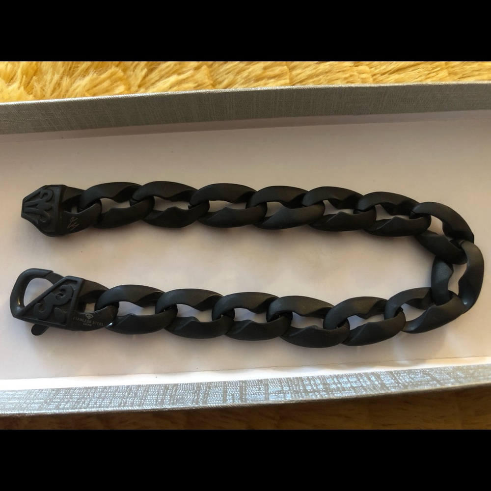 Zales Solid Link Chain Bracelet in Matte Black Stainless Steel